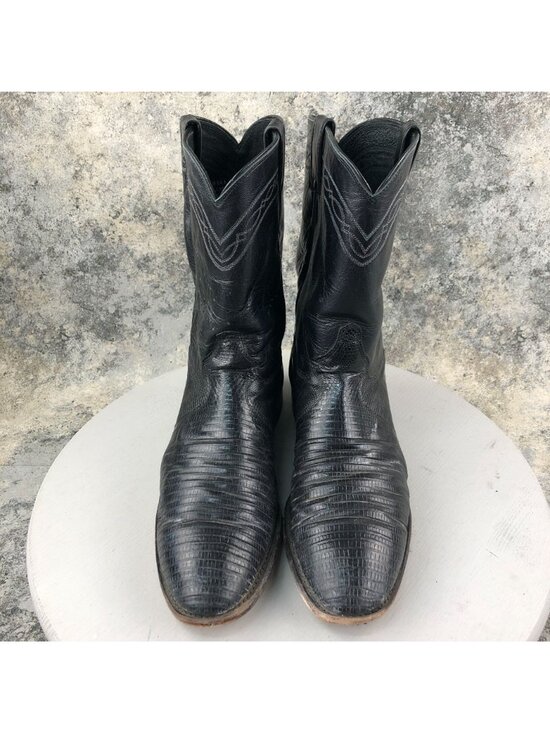 Justin Boots Men\'s Size 13B Exotic Roper Black Lizard Leather #3112 Boots FAIR main image 15